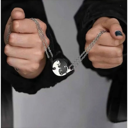 Collier de couple à design de chat en acier inoxydable Pour toi Mon chat