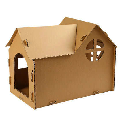 Maison de chat à gratter semi-fermée en papier ondulé Pour toi Mon chat