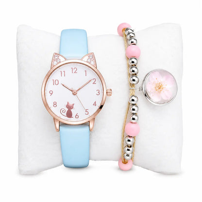Montre à quartz avec oreilles de chat pour fille Pour toi Mon chat