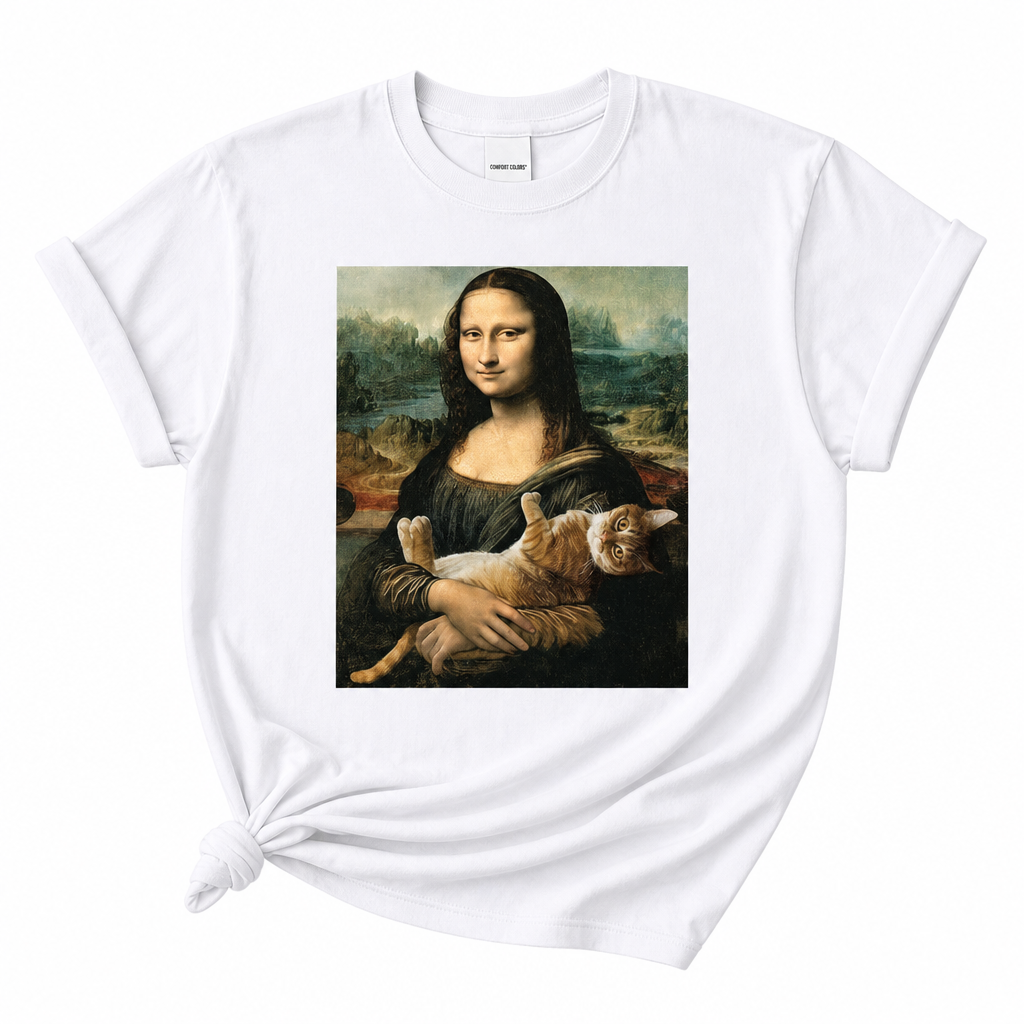 T-shirt Mona Lisa étreignant un chat Pour toi Mon chat
