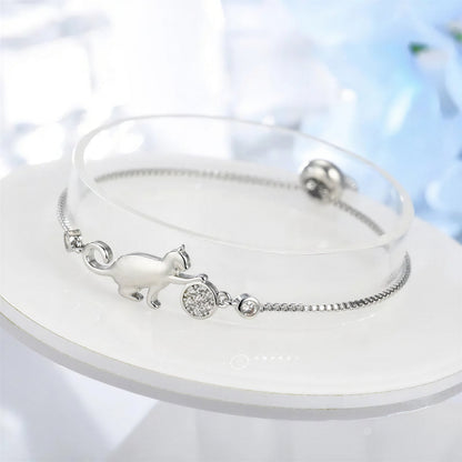 Bracelet de chat ajustable en argent Pour toi Mon chat