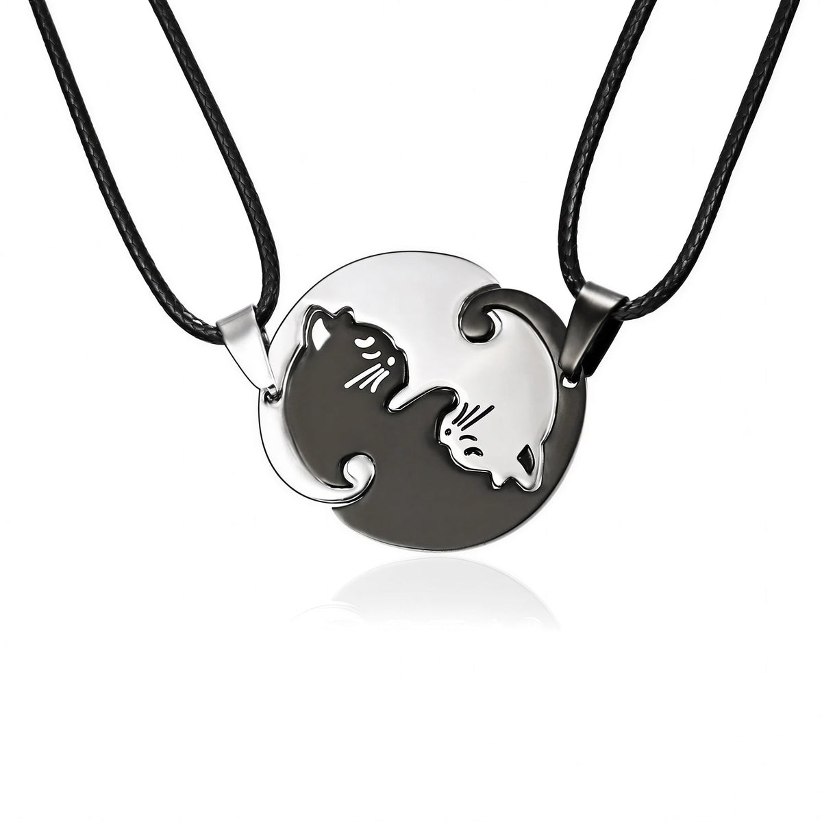 Collier de couple à design de chat en acier inoxydable Pour toi Mon chat
