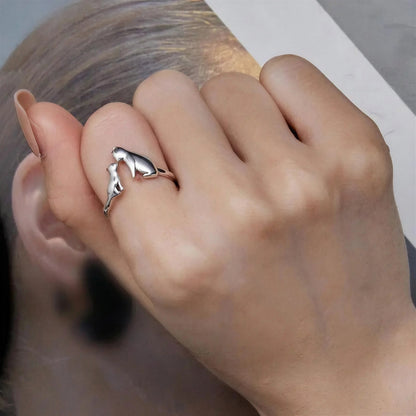 Bague Chat Argentée Style Ouvert - vue 3