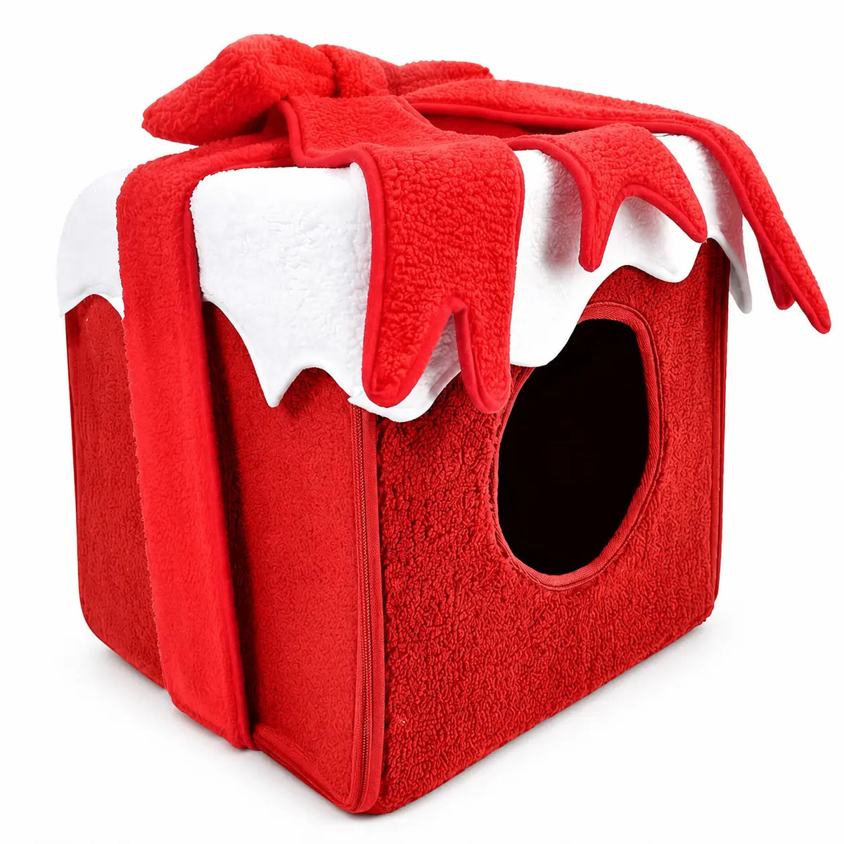 Noël cabane Lit pour Chat et Chien, fermée, doux et confortable - NoëlChatCadeau™ Pour toi Mon chat