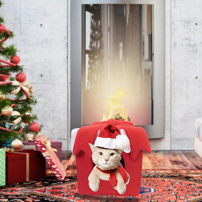 Noël cabane Lit pour Chat et Chien, fermée, doux et confortable - NoëlChatCadeau™ Pour toi Mon chat