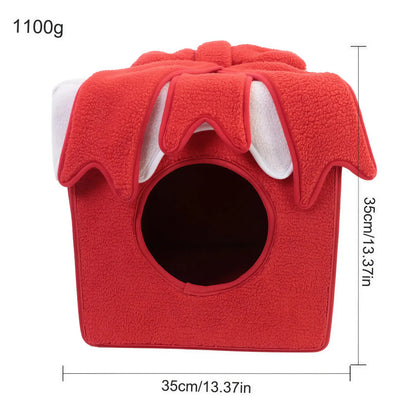 Noël cabane Lit pour Chat et Chien, fermée, doux et confortable - NoëlChatCadeau™ Pour toi Mon chat