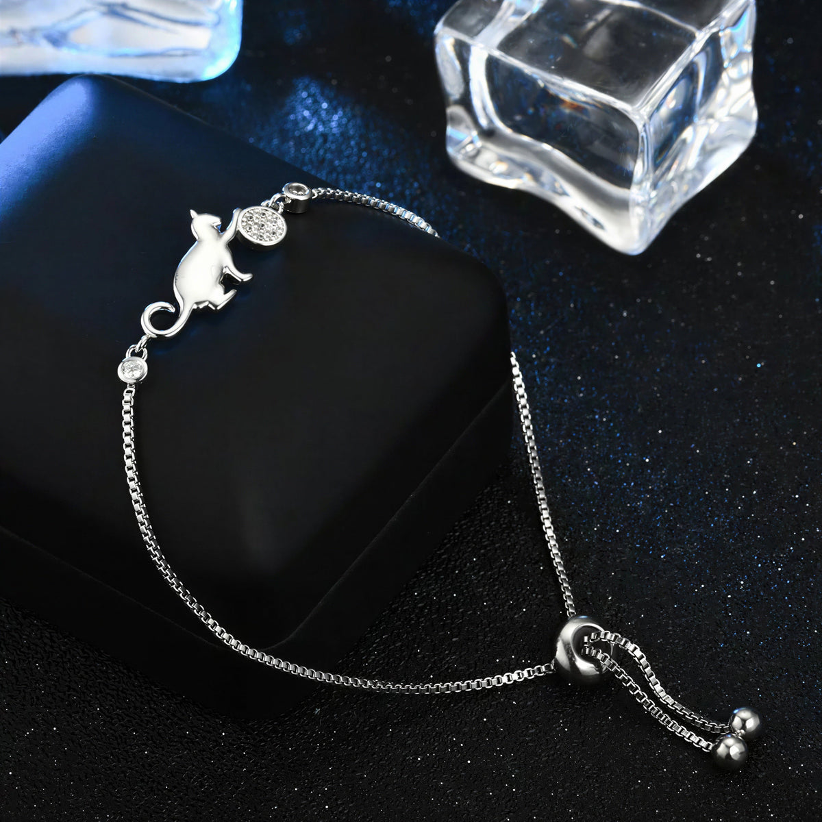 Bracelet de chat ajustable en argent Pour toi Mon chat