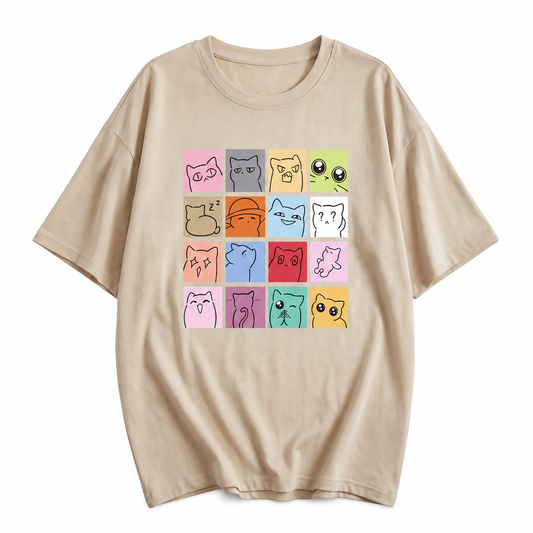 T-shirt collection de chats drôles en coton à col rond pour femme Pour toi Mon chat