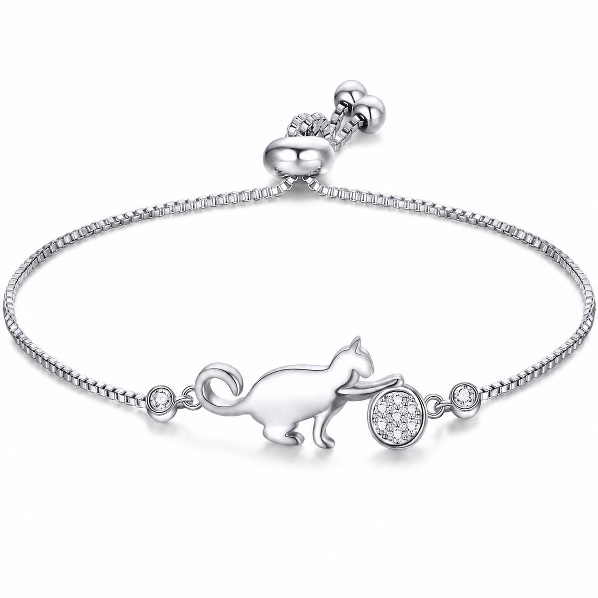 Bracelet de chat ajustable en argent Pour toi Mon chat