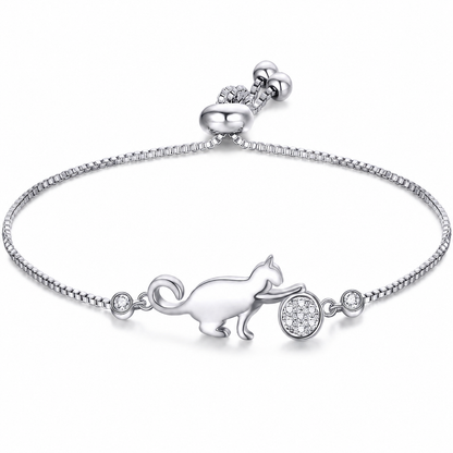 Bracelet de chat ajustable en argent Pour toi Mon chat