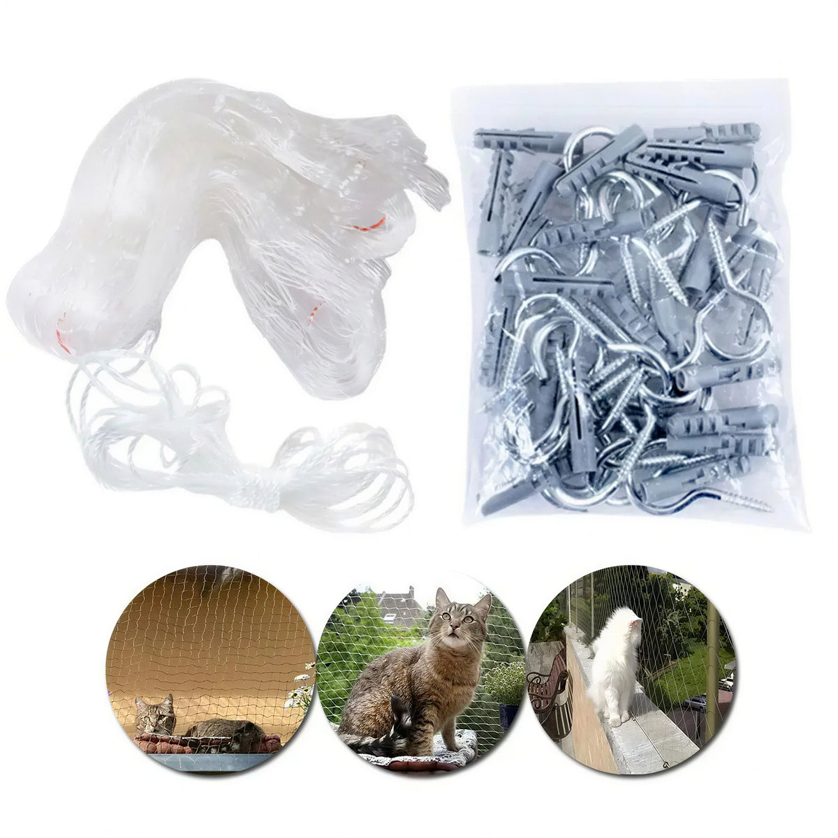 Filet de Protection Chat avec Accessoires de Montage - vue 3