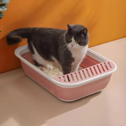 Litière Chaton Semi-Fermée avec Rebords Surélevés et Pliable Pour toi Mon chat