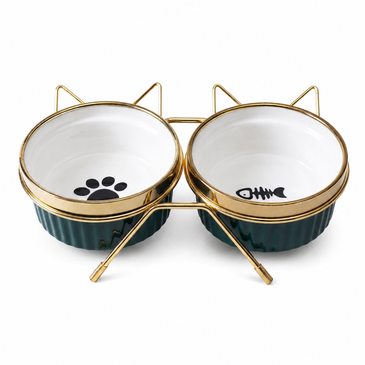 Gamelle Chat Surélevée avec Double Bols en Céramique Pour toi Mon chat