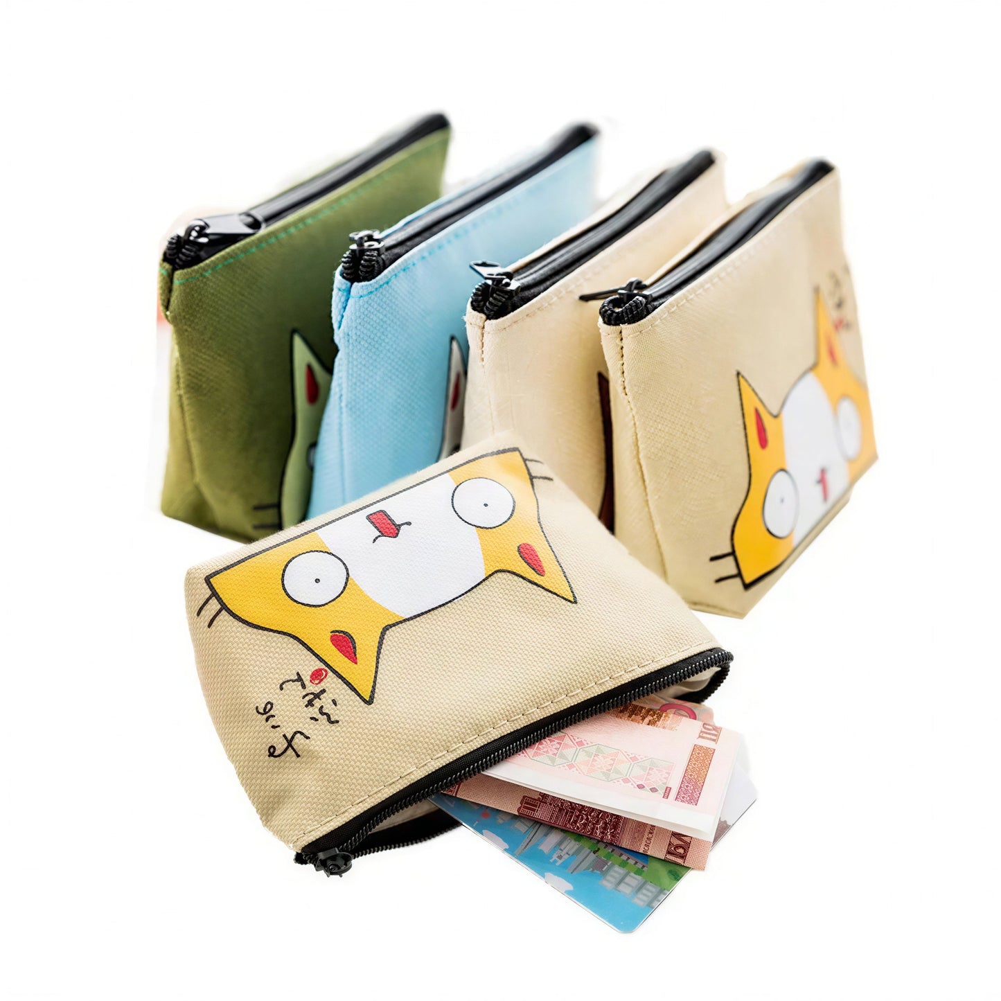 Sac à monnaie en toile de coton avec dessin de chats Pour toi Mon chat