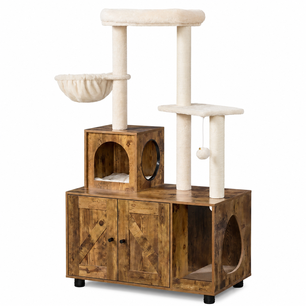 Meuble Litière Chat en Forme de Tour en Bois Pour toi Mon chat