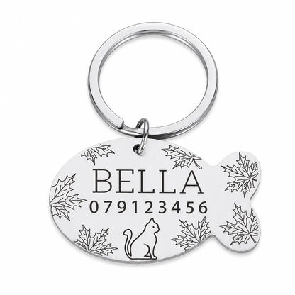 Plaque de collier personnalisée avec gravure en forme de poisson en acier inoxydable pour chat Pour toi Mon chat