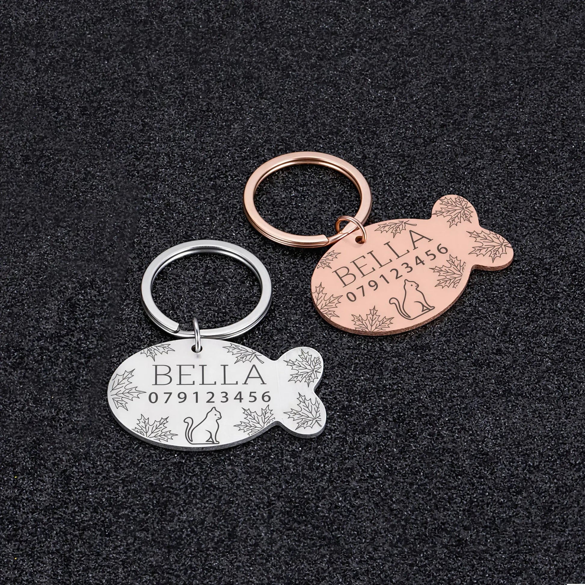 Plaque de collier personnalisée avec gravure en forme de poisson en acier inoxydable pour chat Pour toi Mon chat
