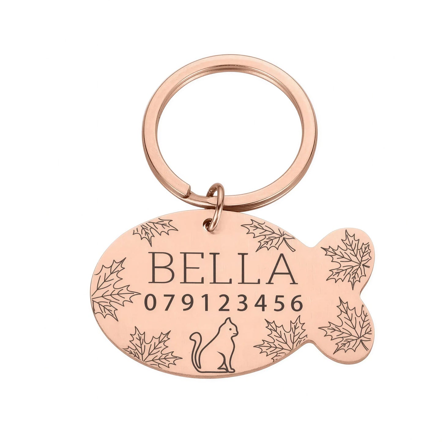 Plaque de collier personnalisée avec gravure en forme de poisson en acier inoxydable pour chat Pour toi Mon chat