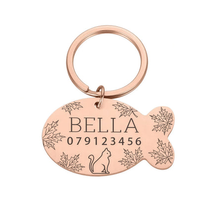 Plaque de collier personnalisée avec gravure en forme de poisson en acier inoxydable pour chat Pour toi Mon chat