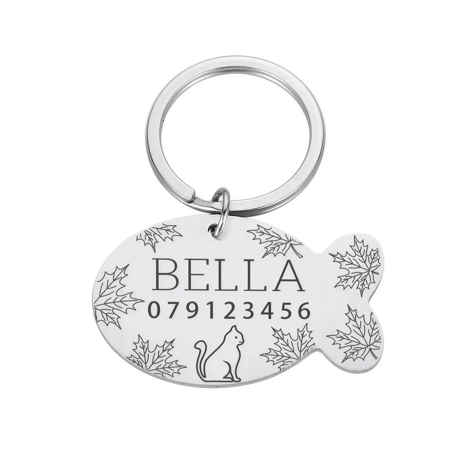 Plaque de collier personnalisée avec gravure en forme de poisson en acier inoxydable pour chat Pour toi Mon chat