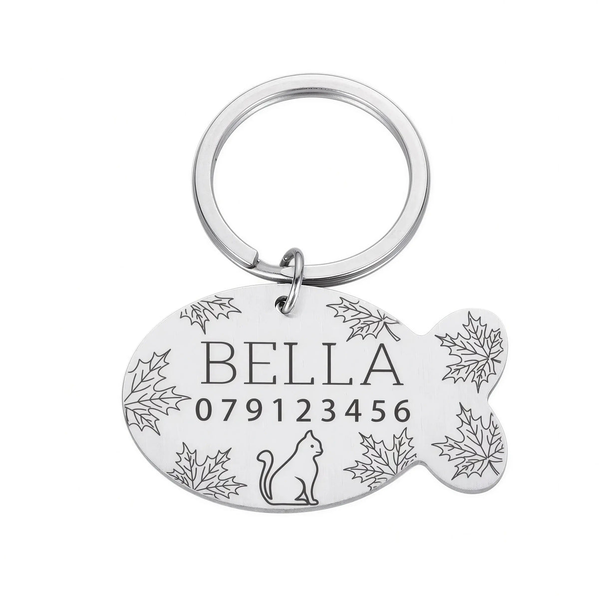 Plaque de collier personnalisée avec gravure en forme de poisson en acier inoxydable pour chat Pour toi Mon chat