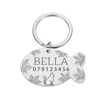 Plaque de collier personnalisée avec gravure en forme de poisson en acier inoxydable pour chat Pour toi Mon chat