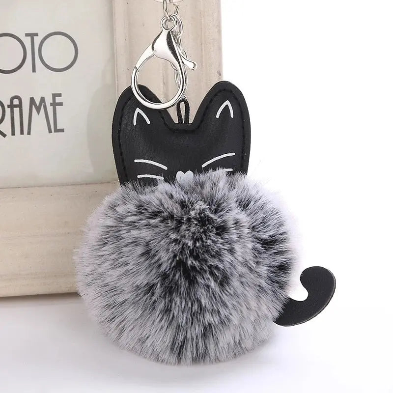Porte-clés mignon en forme de chat avec boule de fourrure Pour toi Mon chat