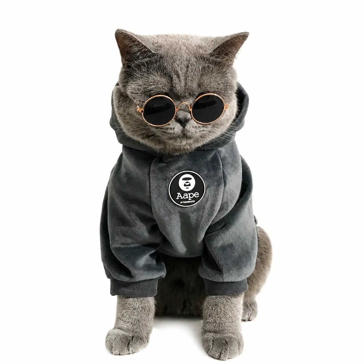Pull pour Chat Style Pyjama avec un Pompon sur la Capuche Pour toi Mon chat