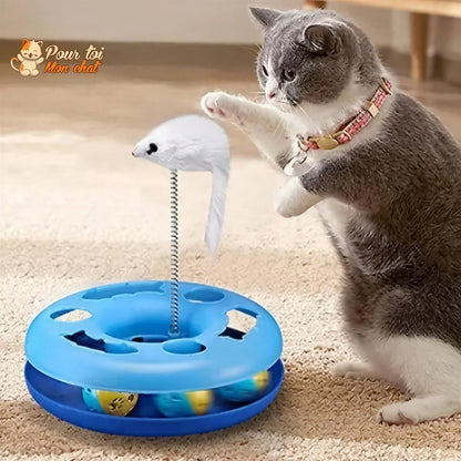 Jouet à balles et plumes : 2 jouets en 1 interactifs pour chat - Pilou-Pilou™ Pour toi Mon chat