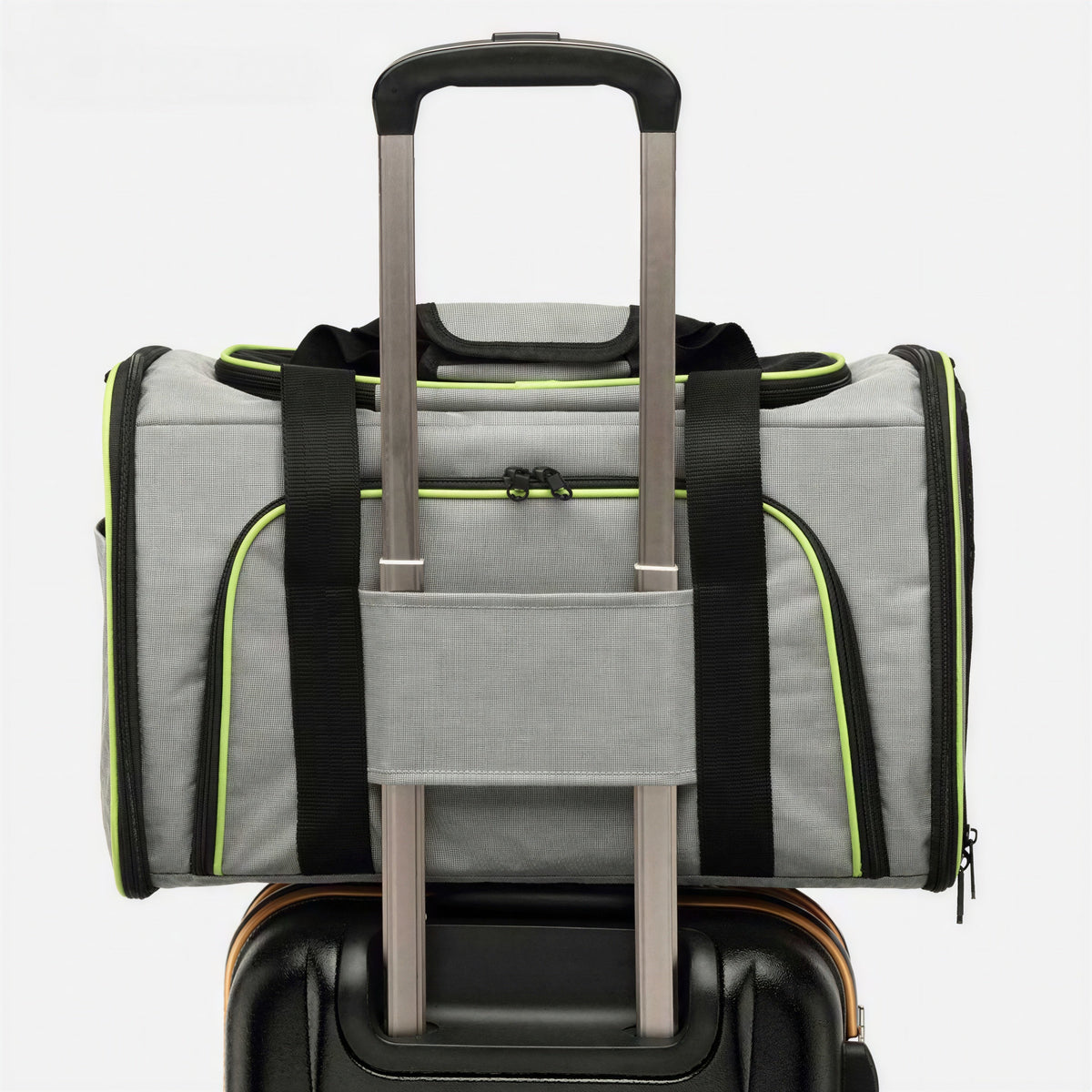 Sac de transport pliable et respirant vert et gris pour chat Pour toi Mon chat