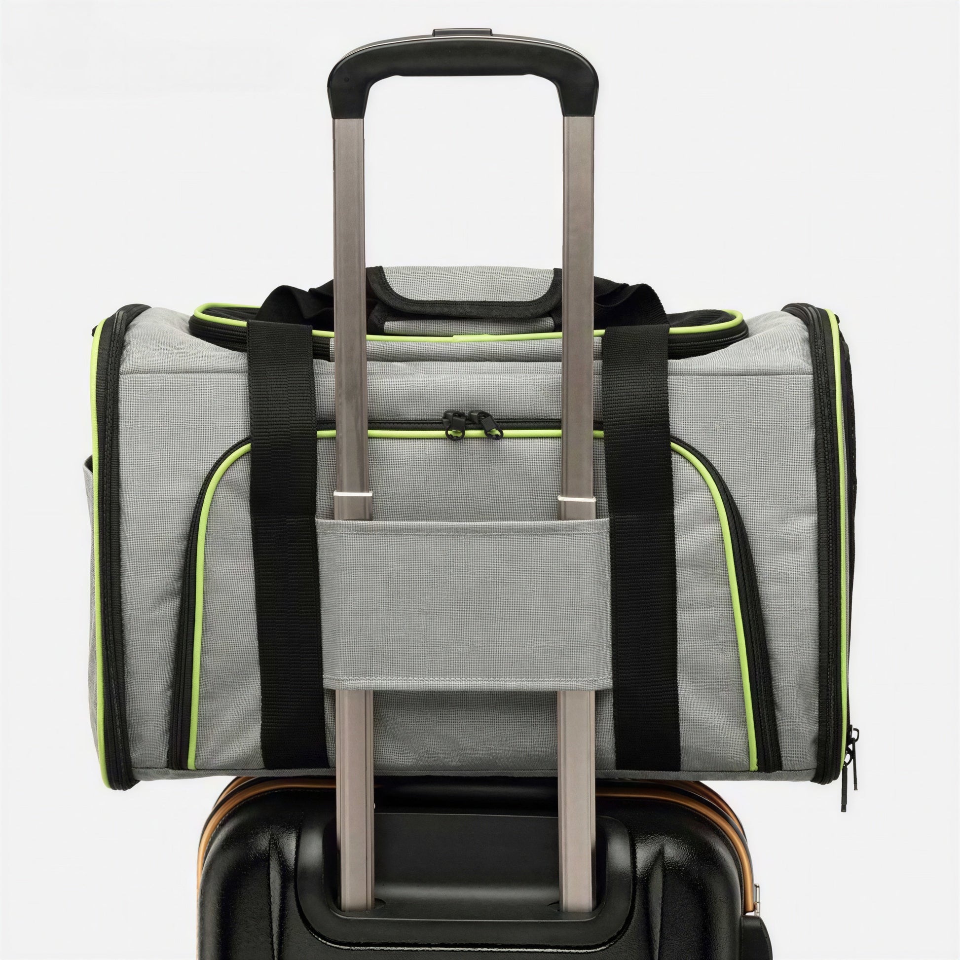 Sac de transport pliable et respirant vert et gris pour chat Pour toi Mon chat