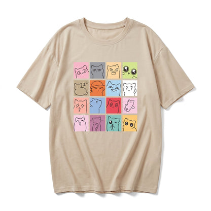 T-shirt collection de chats drôles en coton à col rond pour femme Pour toi Mon chat