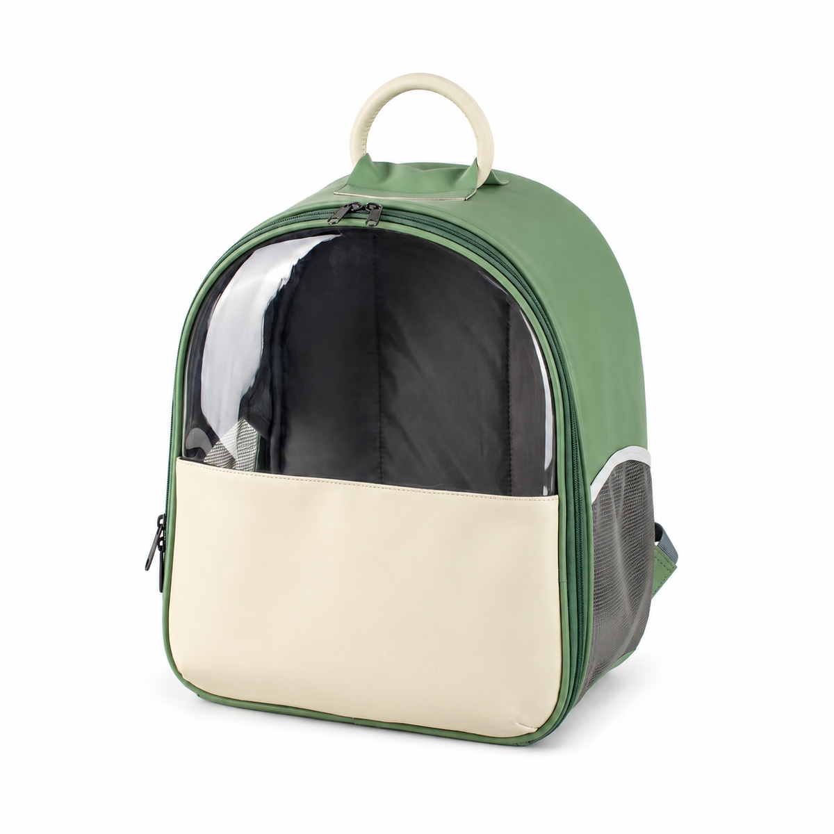 Sac à dos de voyage transparent vert pour chat - vue 1