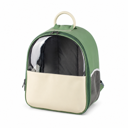 Sac à dos de voyage transparent vert pour chat - vue 1