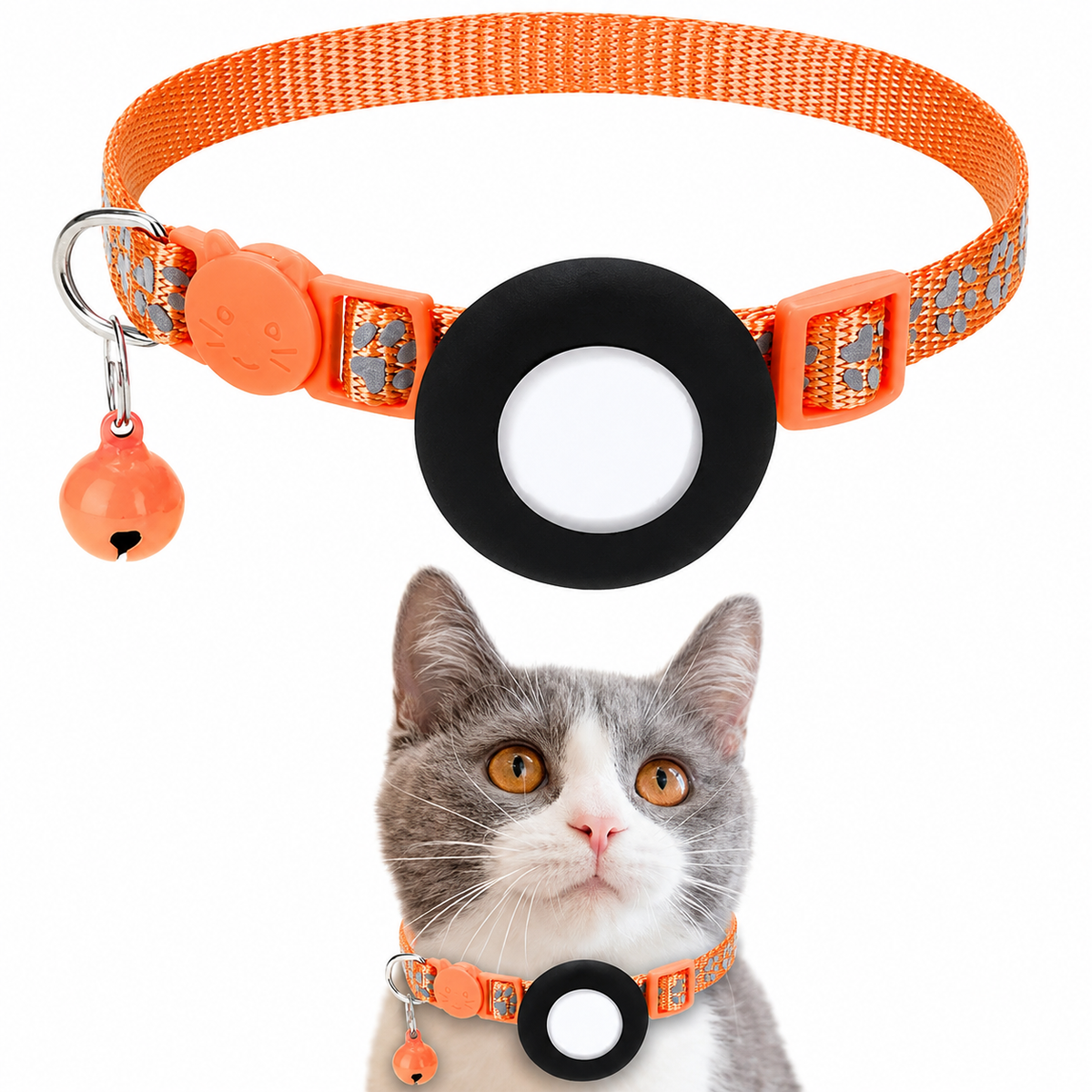 Collier Chat Anti Étranglement à Dégagement Rapide avec Emplacement pour Traqueur Pour toi Mon chat