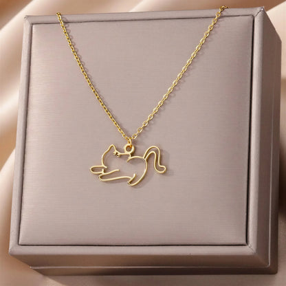 Collier pendentif chat creux pour femme Pour toi Mon chat