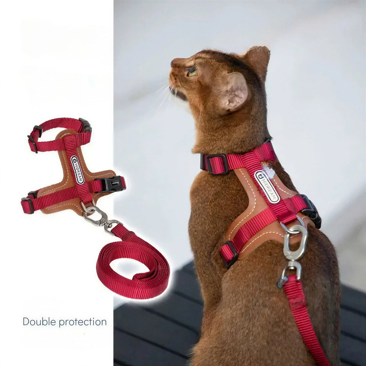 Harnais Chat Anti Fugue Léger et Réglable en Nylon et Cuir Pour toi Mon chat
