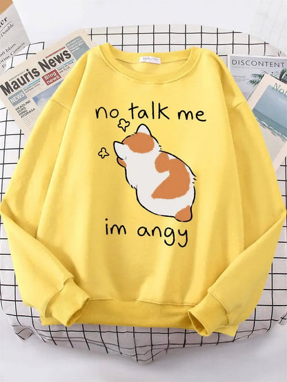 Sweat-shirt à manches longues imprimé chat Angy pour femme Pour toi Mon chat