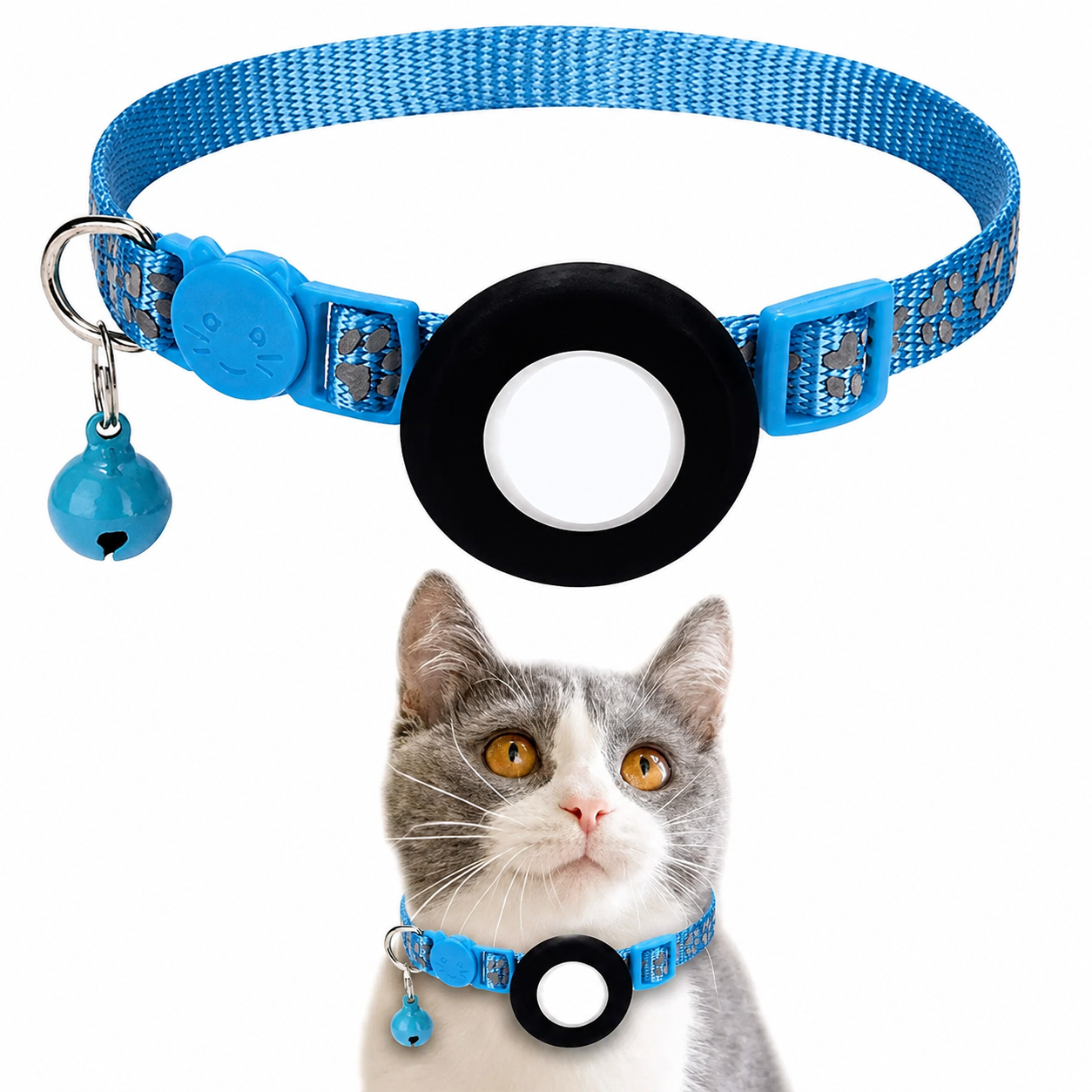 Collier Chat Anti Étranglement à Dégagement Rapide avec Emplacement pour Traqueur Pour toi Mon chat