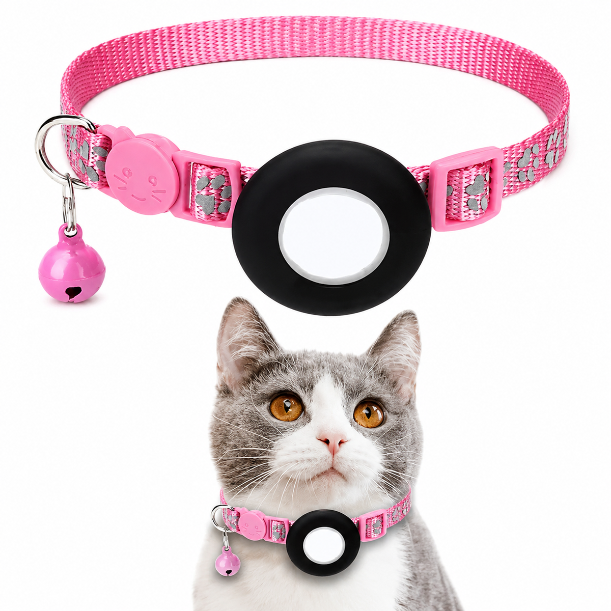 Collier Chat Anti Étranglement à Dégagement Rapide avec Emplacement pour Traqueur Pour toi Mon chat