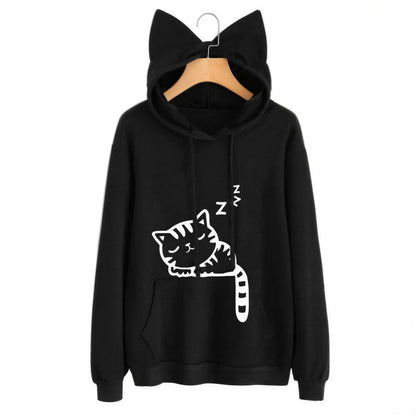 Sweat à capuche en forme de chat pour femmes Pour toi Mon chat