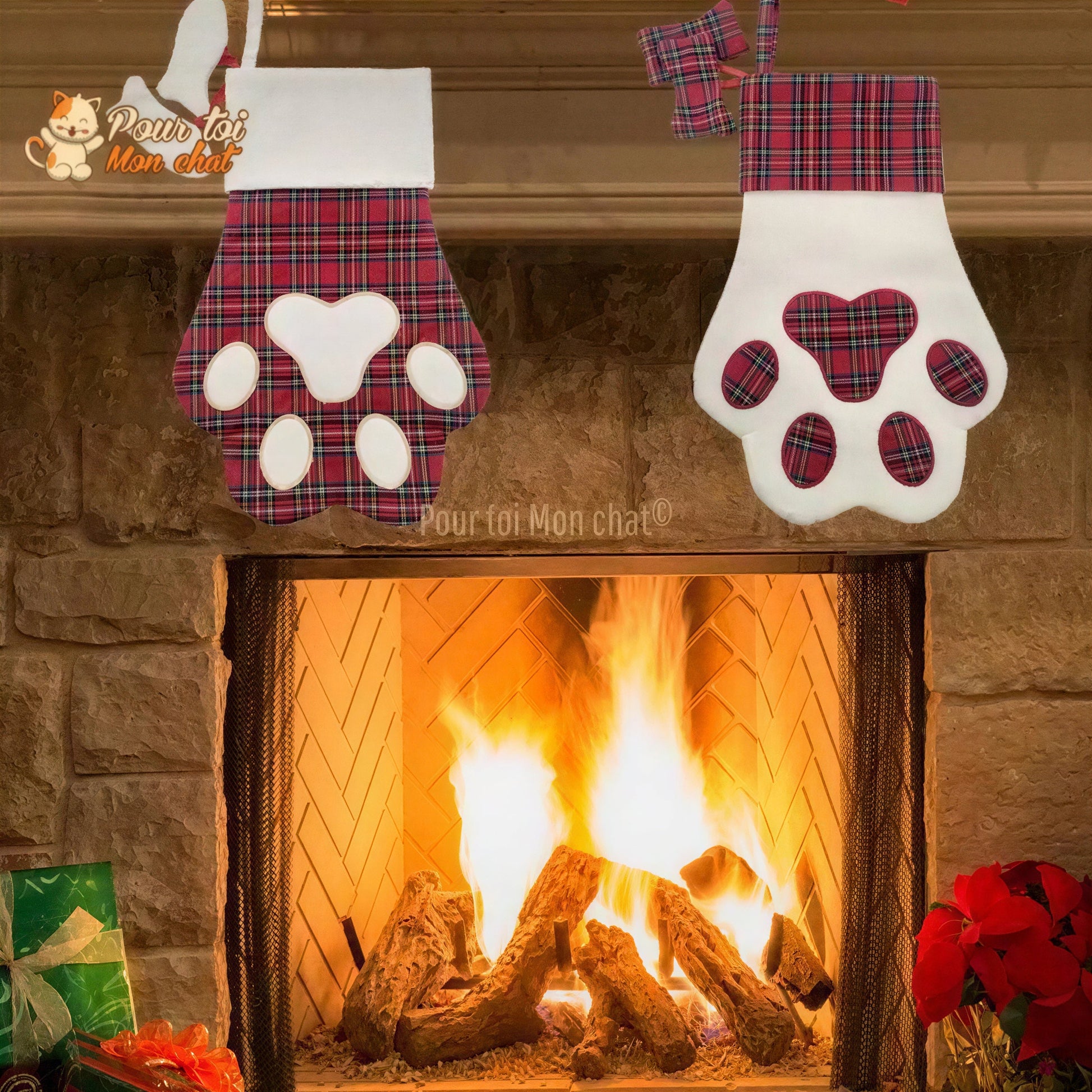 Noël Décors Chat, Chaussettes de Noël - Pour chats - Chat’chaussette’de’Noël™ Pour toi Mon chat