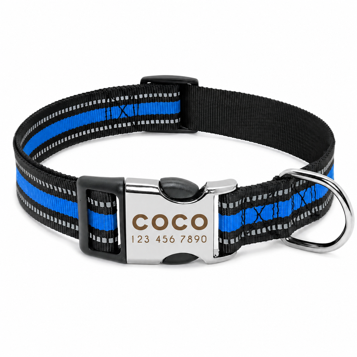 Collier rayé personnalisé réfléchissant en nylon avec gravure pour chat Pour toi Mon chat