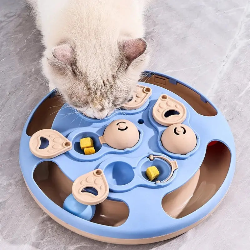 Smart Cat Puzzle Toy Slow Feeder Interactive Turntable Food Dispenser For Indoor Cats Anti-Boredom Pet Training Play Toy Pour toi Mon chat