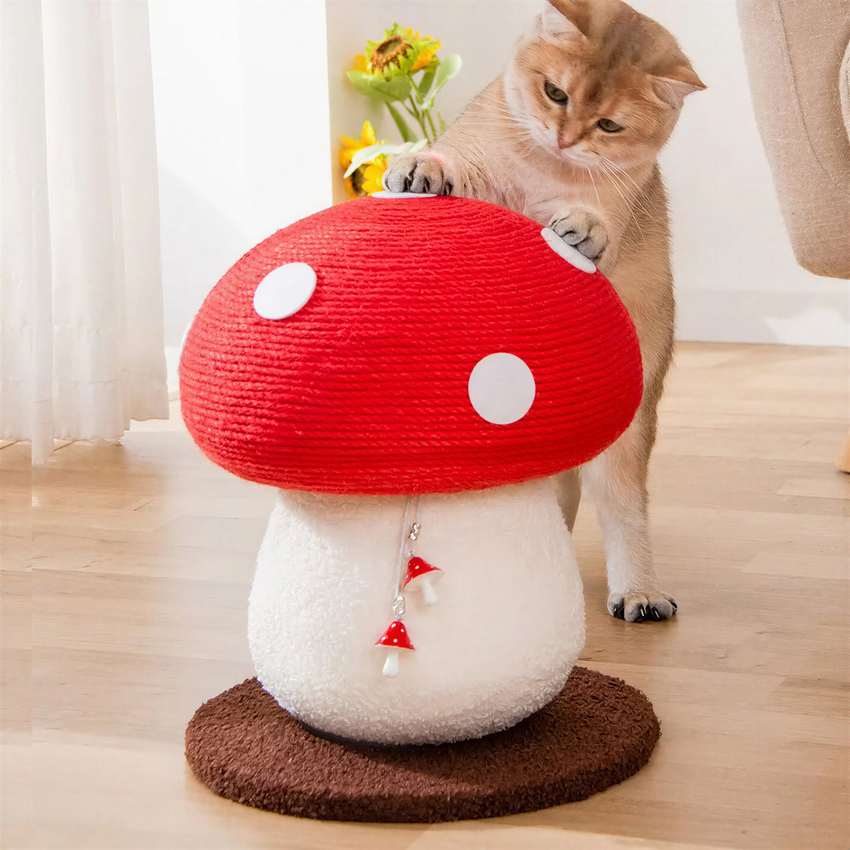 Planche à gratter en sisal en forme de champignon pour chat - vue 2