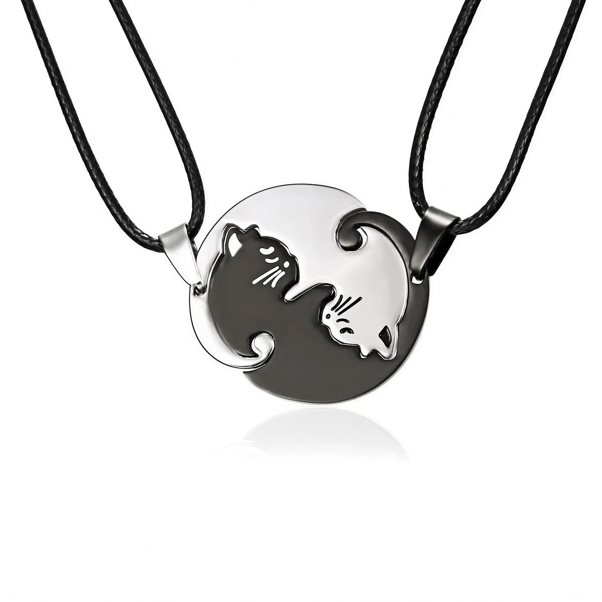 Collier de couple à design de chat en acier inoxydable Pour toi Mon chat