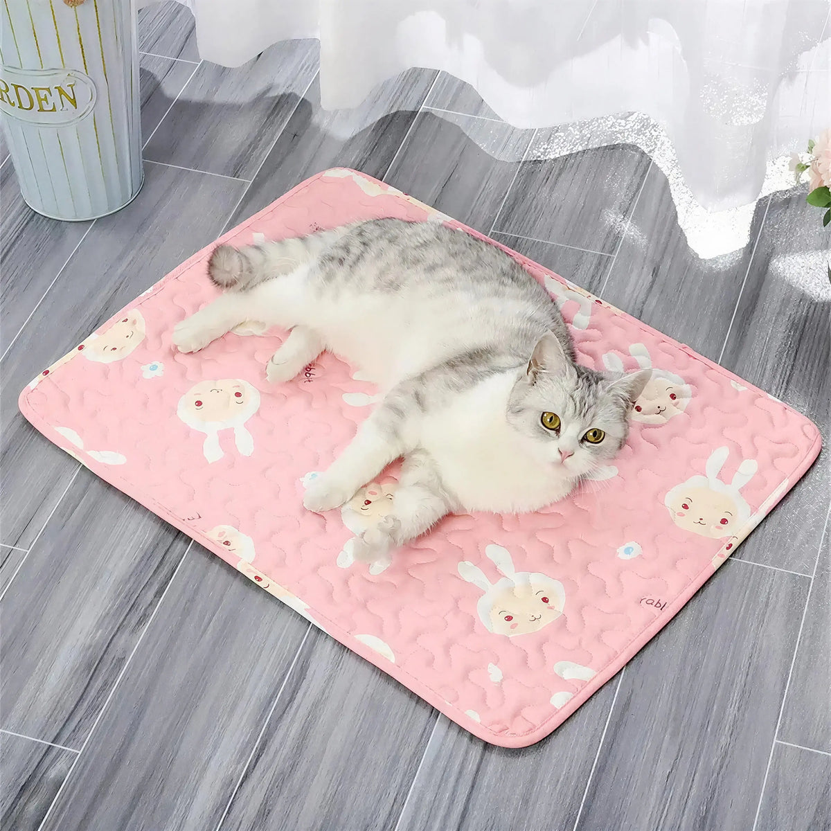 Tapis Rafraichissant Chat avec Motifs de Lapins Pour toi Mon chat