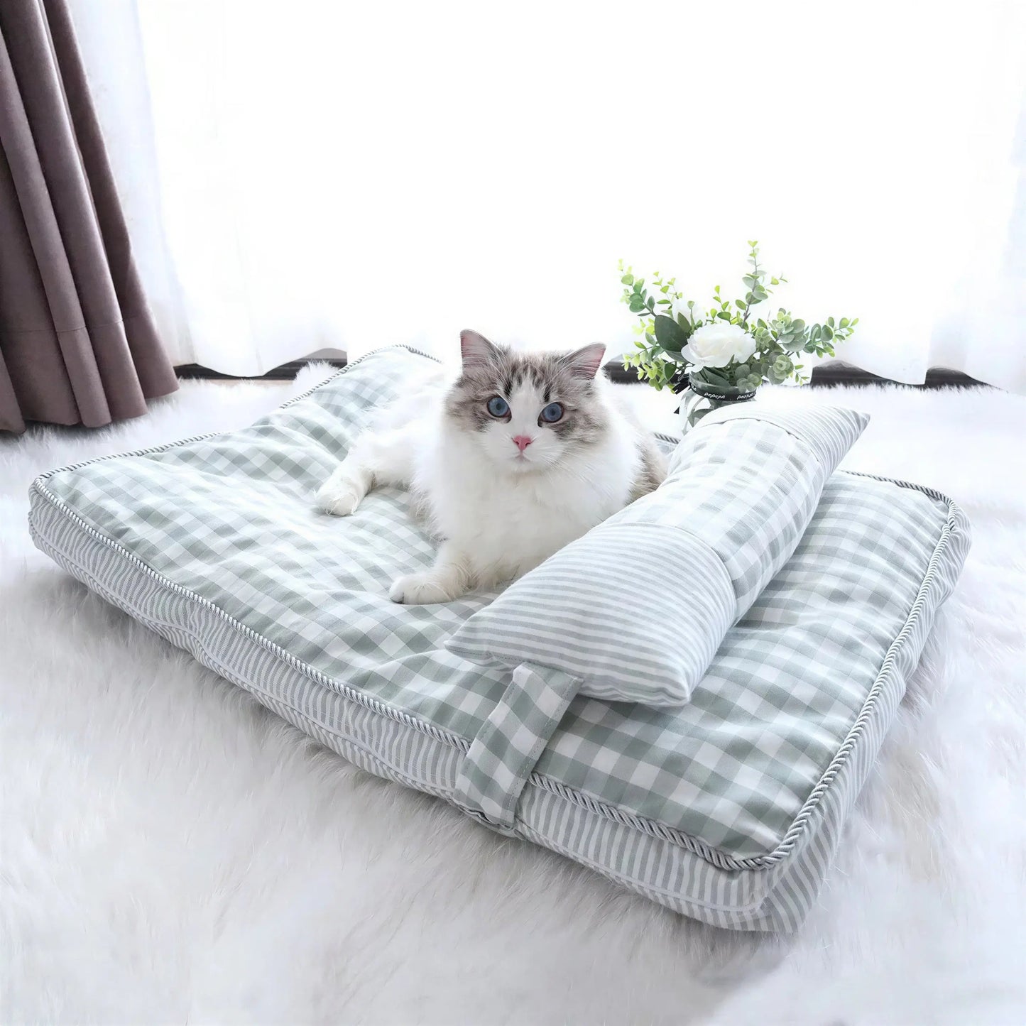 Tapis de lit à carreaux pour gros chat Pour toi Mon chat