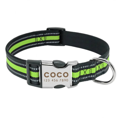 Collier rayé personnalisé réfléchissant en nylon avec gravure pour chat Pour toi Mon chat