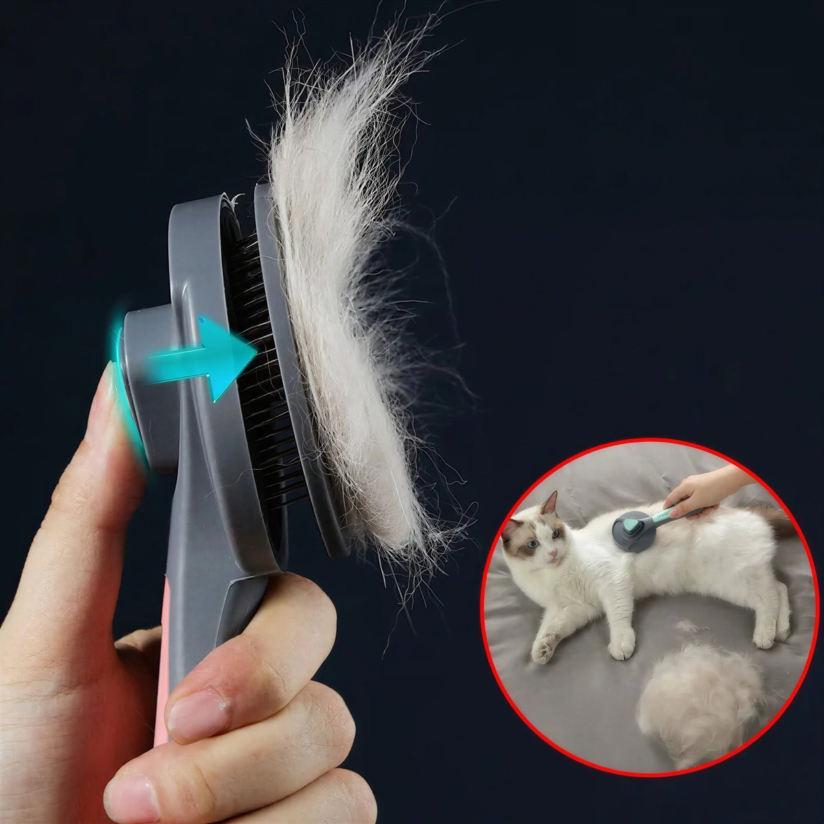 Brosse de toilettage avec bouton en acier inoxydable pour chat Pour toi Mon chat